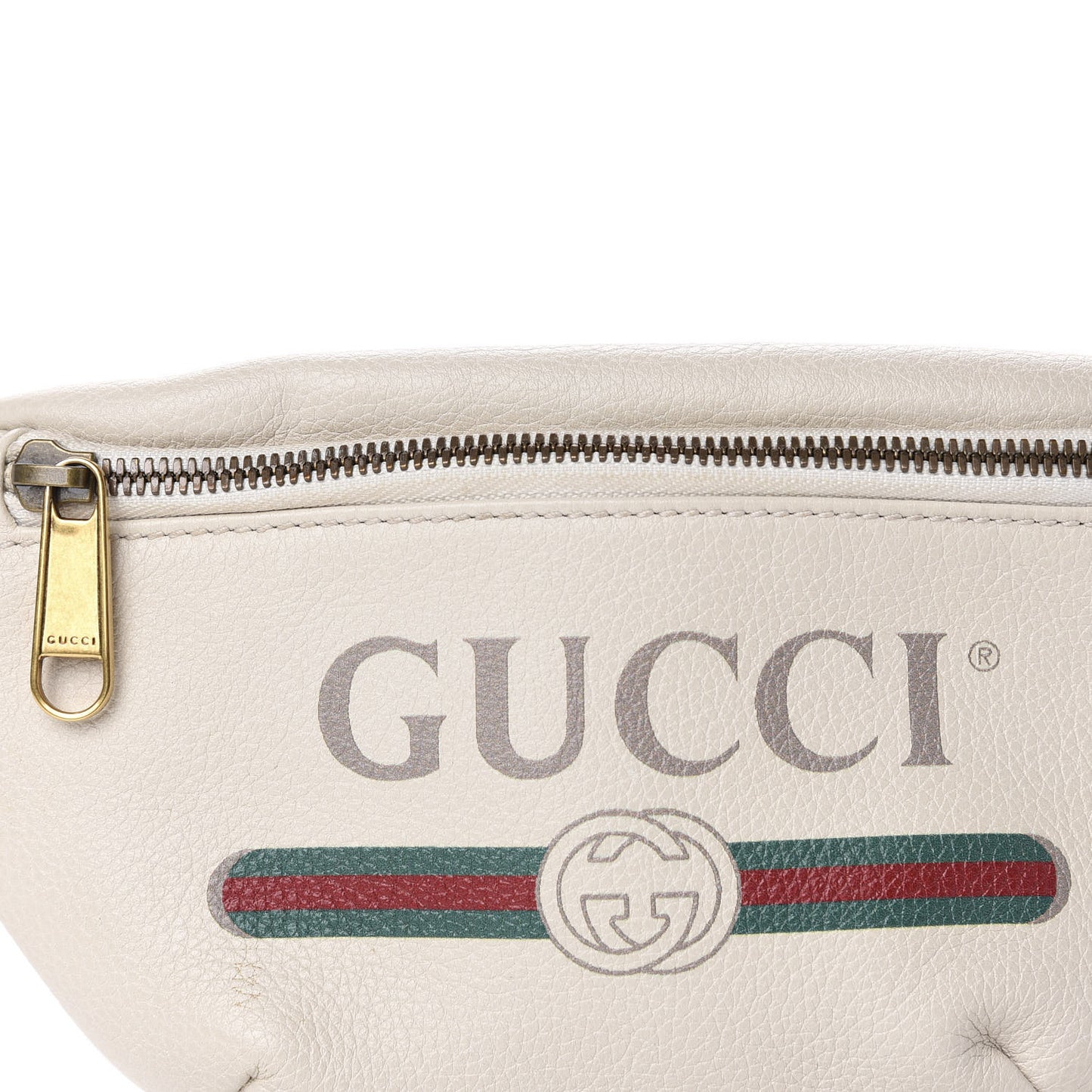Grained Calfskin Small Logo Belt Bag White