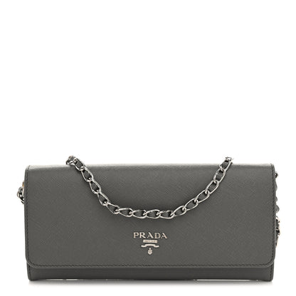 Prada Saffiano Metal Oro Chain Wallet Marmo 1 of 11