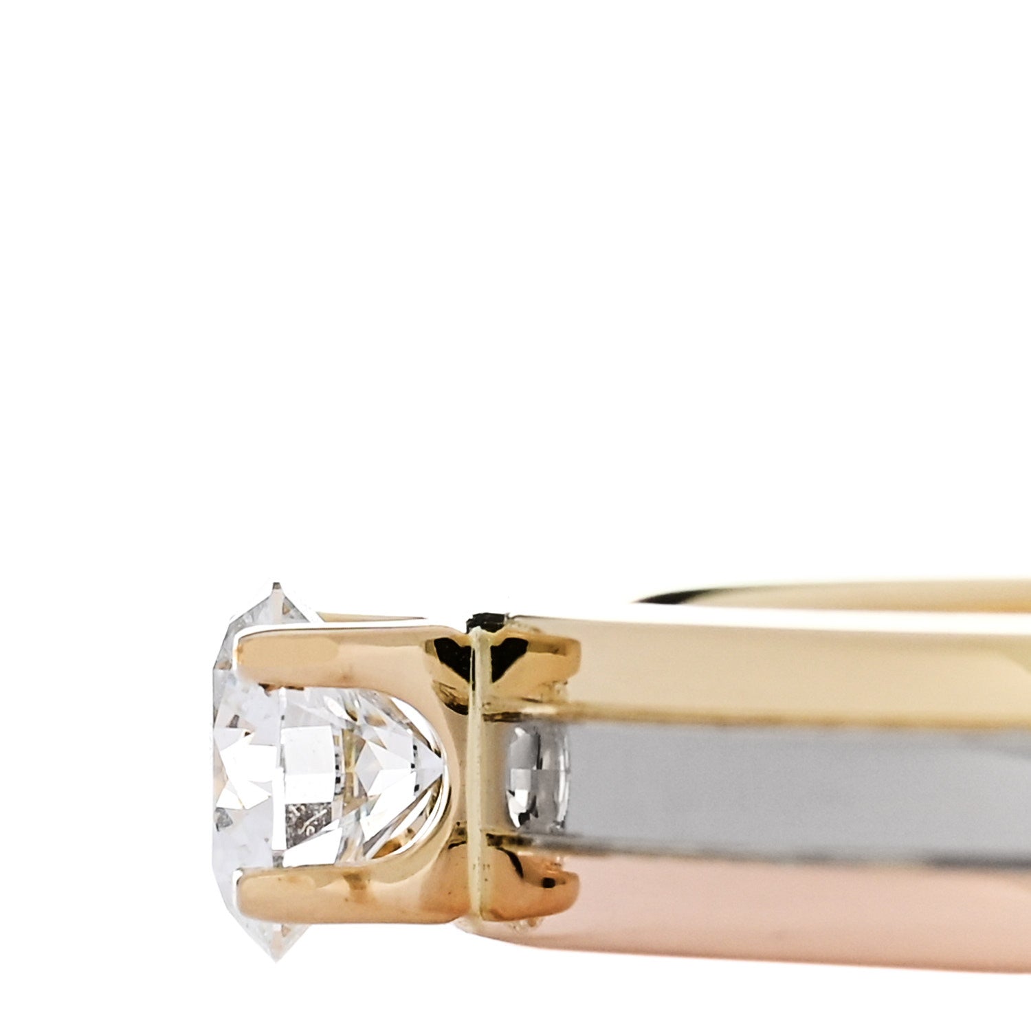 Cartier 18K Pink Yellow White Gold Diamond .25ct Solitaire Trinity Engagement Ring 50 5.25 4 of 7
