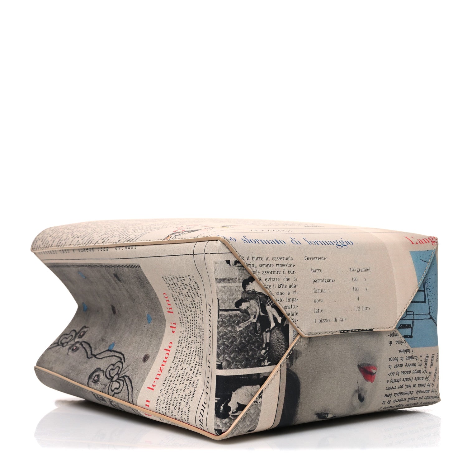 Bottega Veneta Newspaper Print Small Shopper Tote Beige Multicolor 3 of 9
