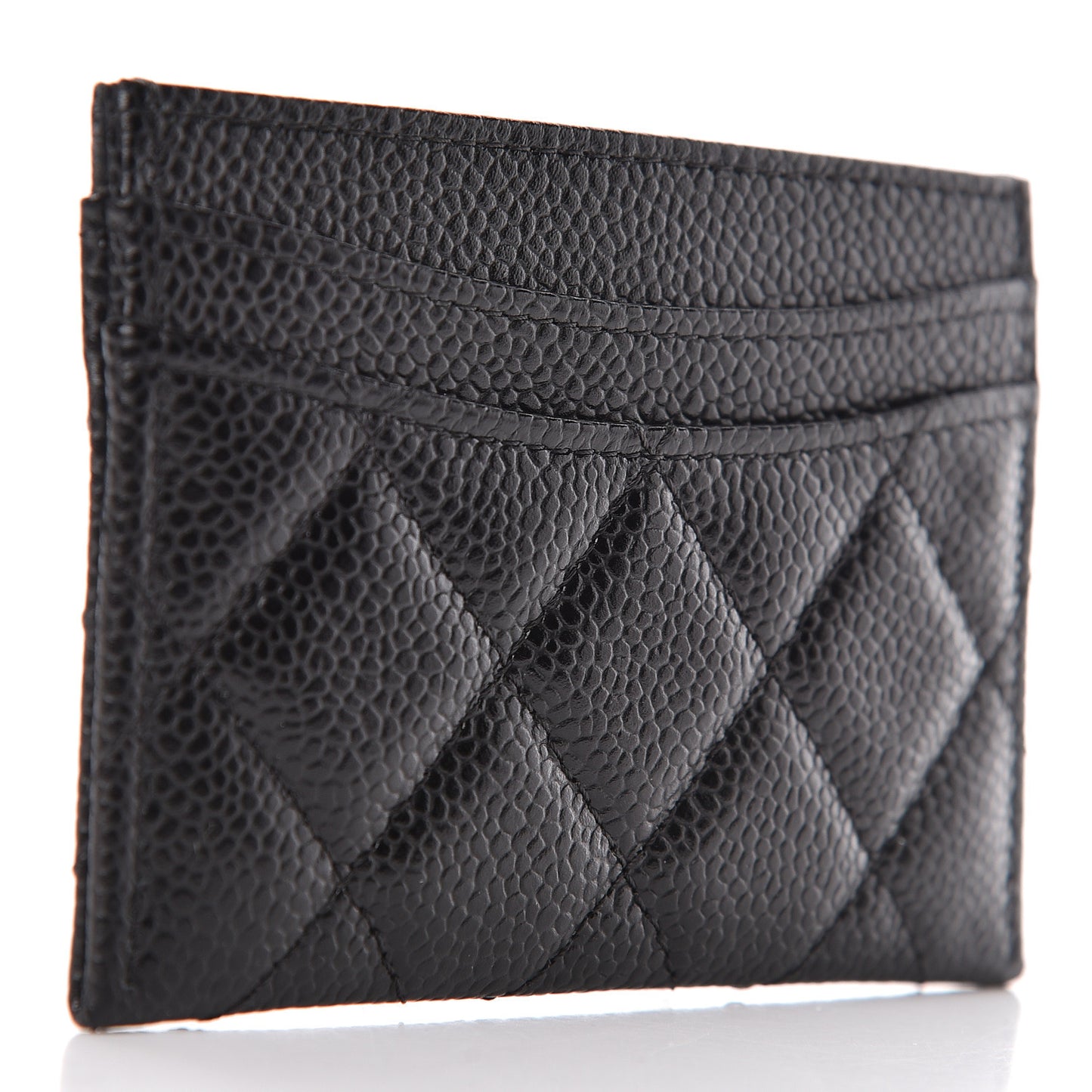 Caviar Quilted Card Holder Black