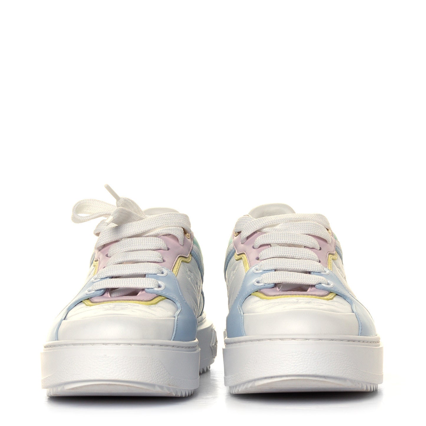 Monogram Embossed Lambskin Time Out Sneakers 38 Light Blue Pastel