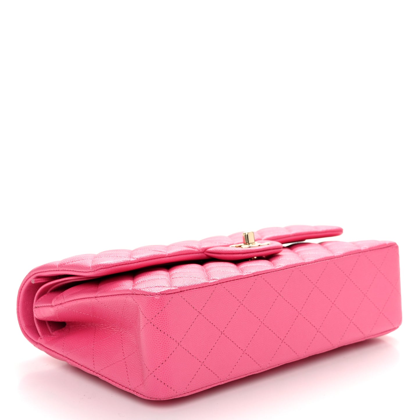 Caviar Quilted Medium Double Flap Pink