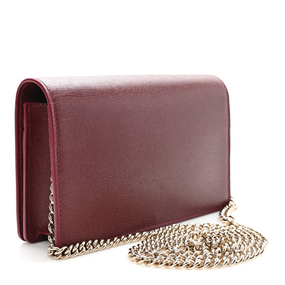 Gucci Textured Calfskin Script Logo Wallet On Chain Rosso Ancora 3 of 10