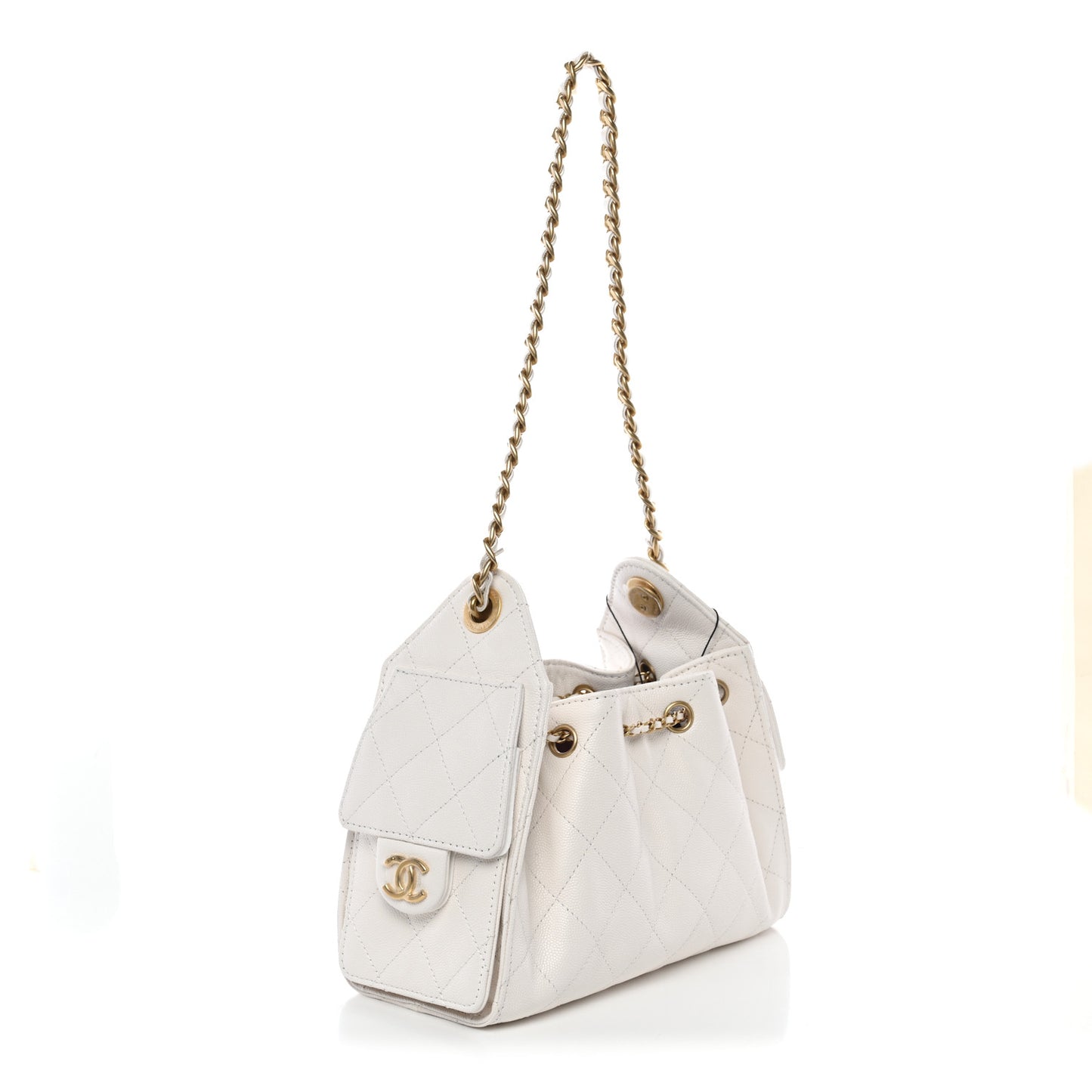 Caviar Quilted Mini Chanel 25 Handbag White
