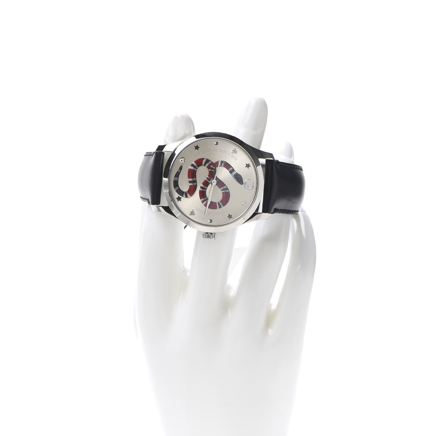Gucci Stainless Steel Calfskin 38mm G-Timeless Snake Quartz Watch 2 of 6