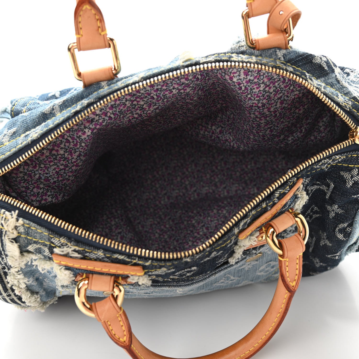 Louis Vuitton Denim Patchwork Speedy 30 Blue 5 of 9