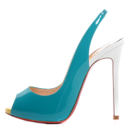 Christian Louboutin Patent Flo Sling 120 Pumps 36 Caraibes Canari 1 of 5