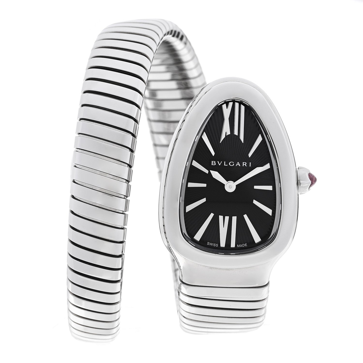 Bulgari Stainless Steel 35mm Serpenti Tubogas Quartz Watch Black 1 of 5