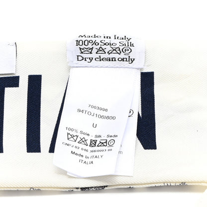 Christian Dior Silk Toile De Jouy Mitzah Scarf White 3 of 5