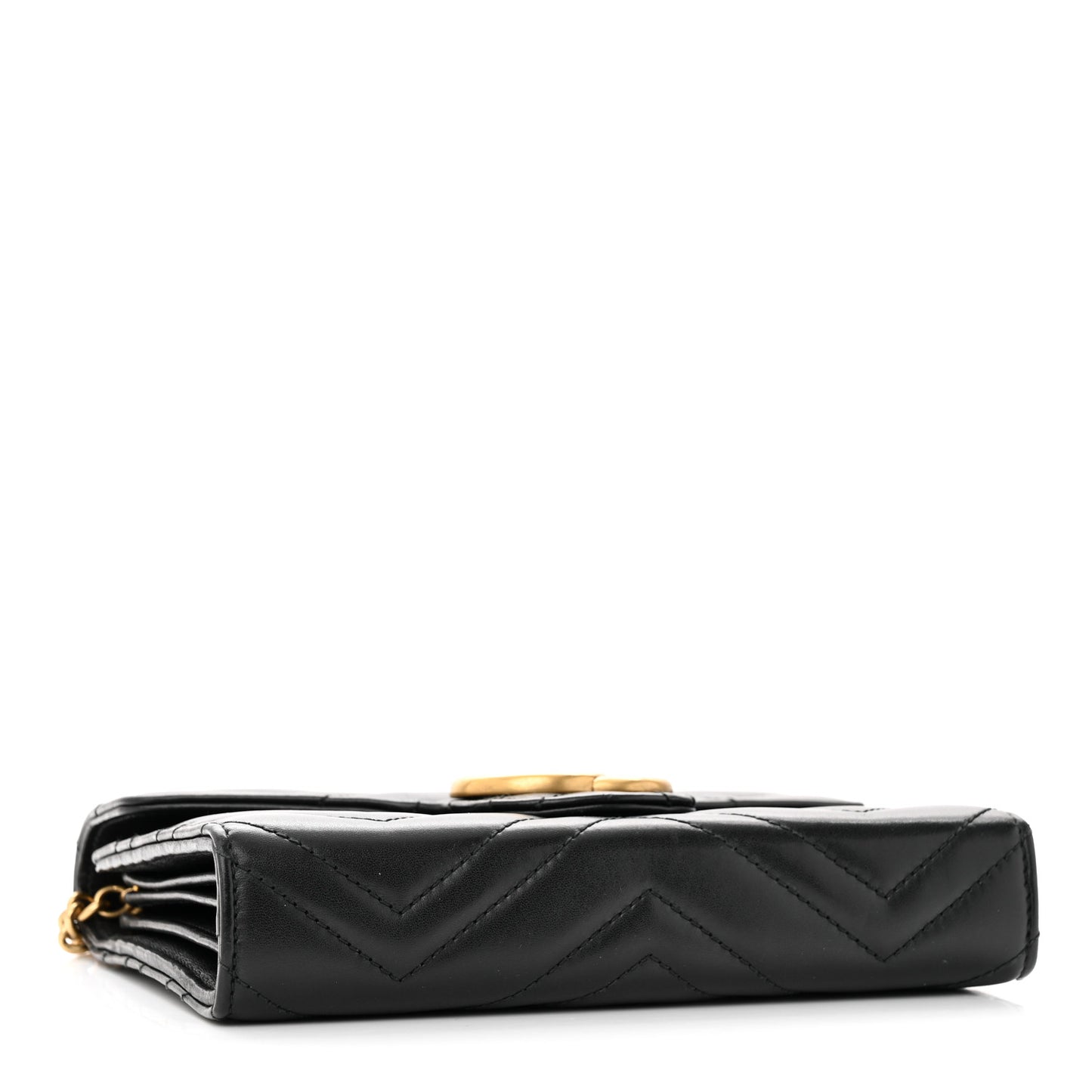 Calfskin Matelasse GG Marmont Chain Wallet Black