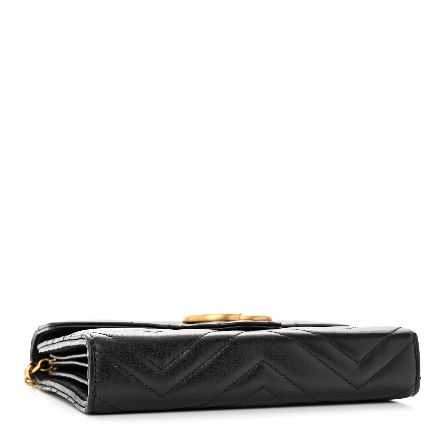 Gucci Calfskin Matelasse GG Marmont Chain Wallet Black 4 of 14
