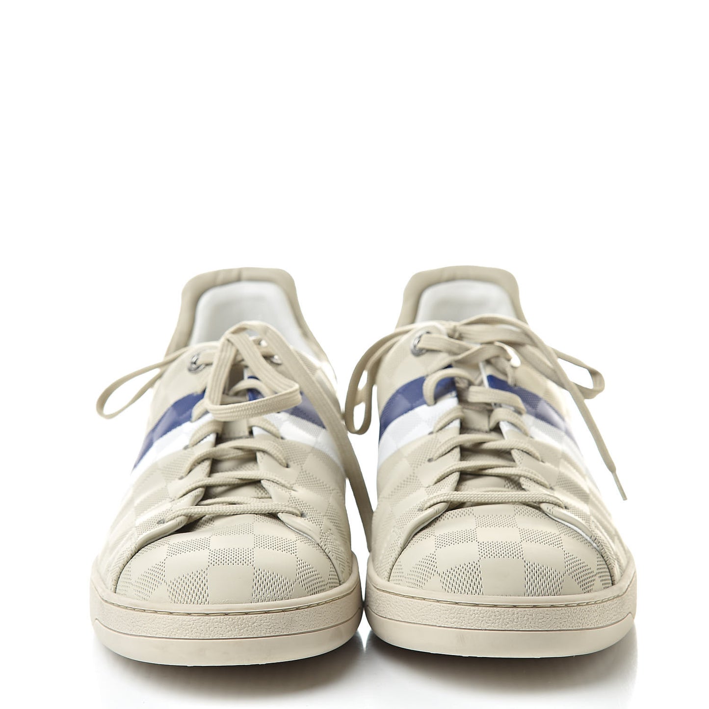 Calfskin Damier Embossed Frontrow Sneakers 10 Creme
