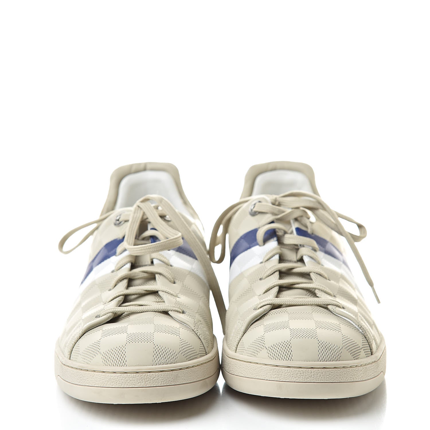 Louis Vuitton Calfskin Damier Embossed Frontrow Sneakers 10 Creme 2 of 8