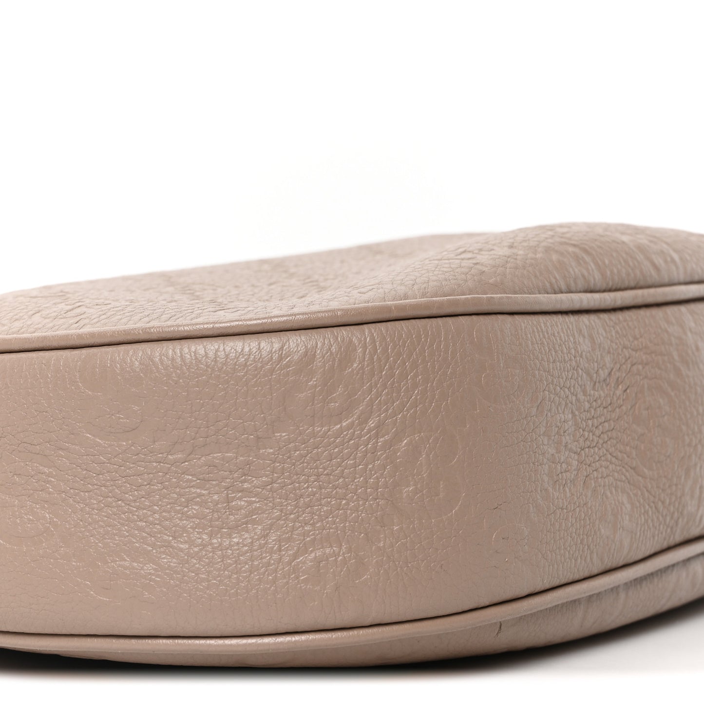 GG Grainy Calfskin Emblem Large Half Moon Shoulder Bag Taupe