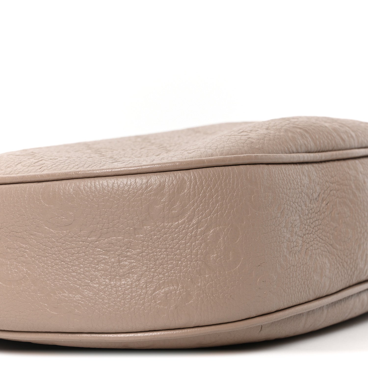 Gucci GG Grainy Calfskin Emblem Large Half Moon Shoulder Bag Taupe 9 of 10