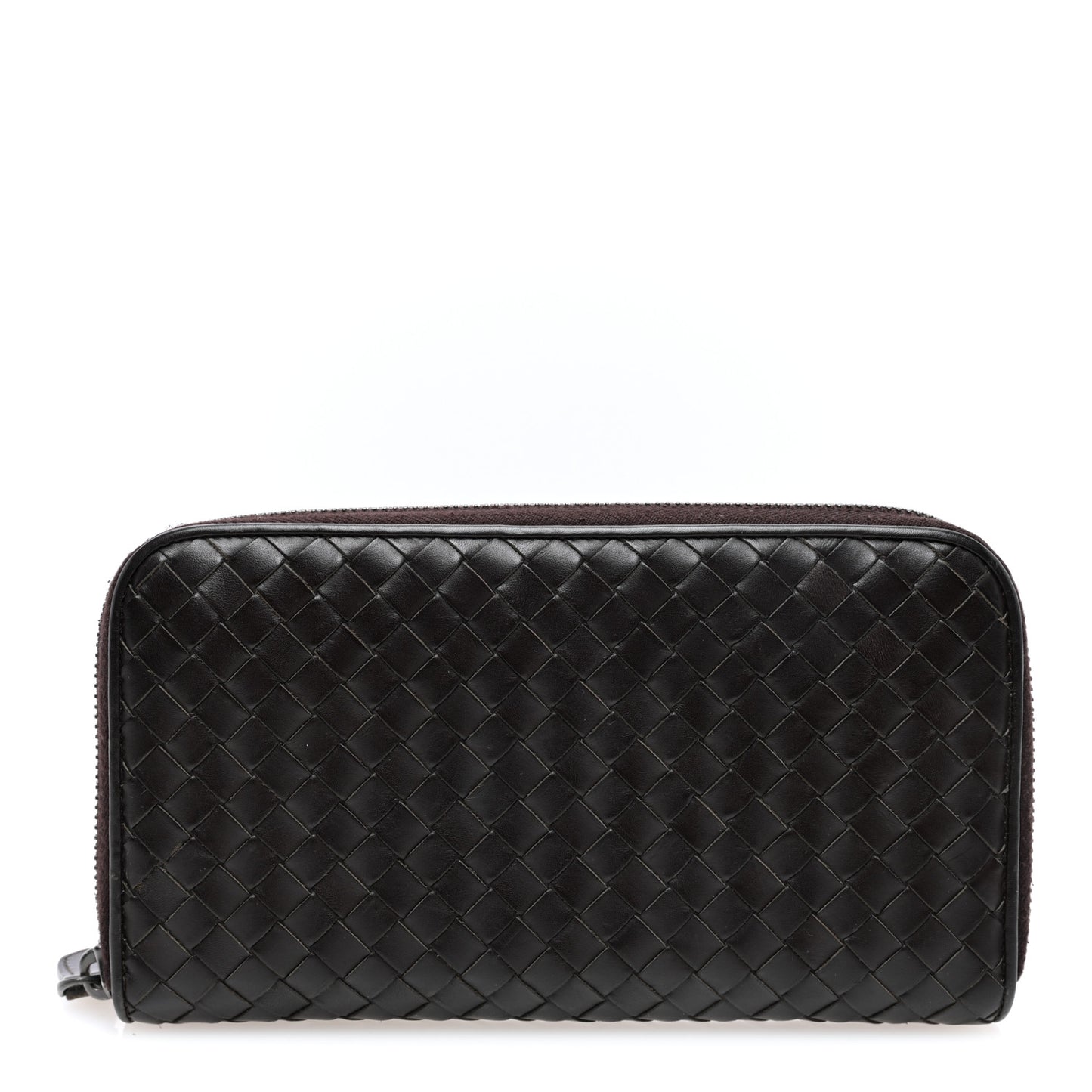 Nappa Intrecciato Zip Around Wallet Ebano