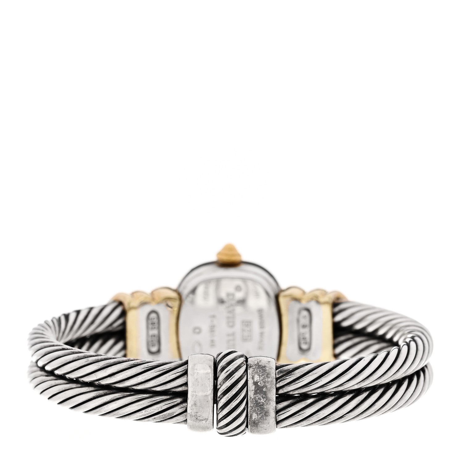 David Yurman Sterling Silver 14K Yellow Gold Mother of Pearl Garnet 21mm Classic Cable Quartz Watch 3 of 6