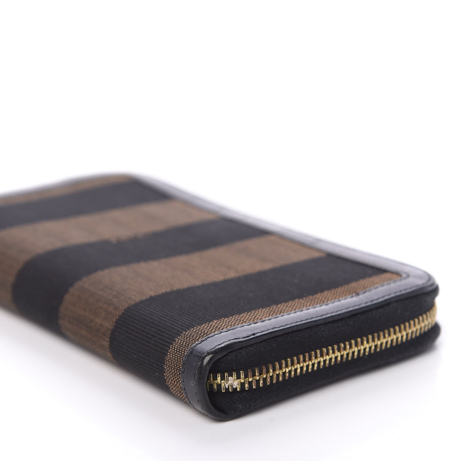 Fendi Pequin Cuoio Vegetale Zip Around Wallet Tobacco Black 8 of 10