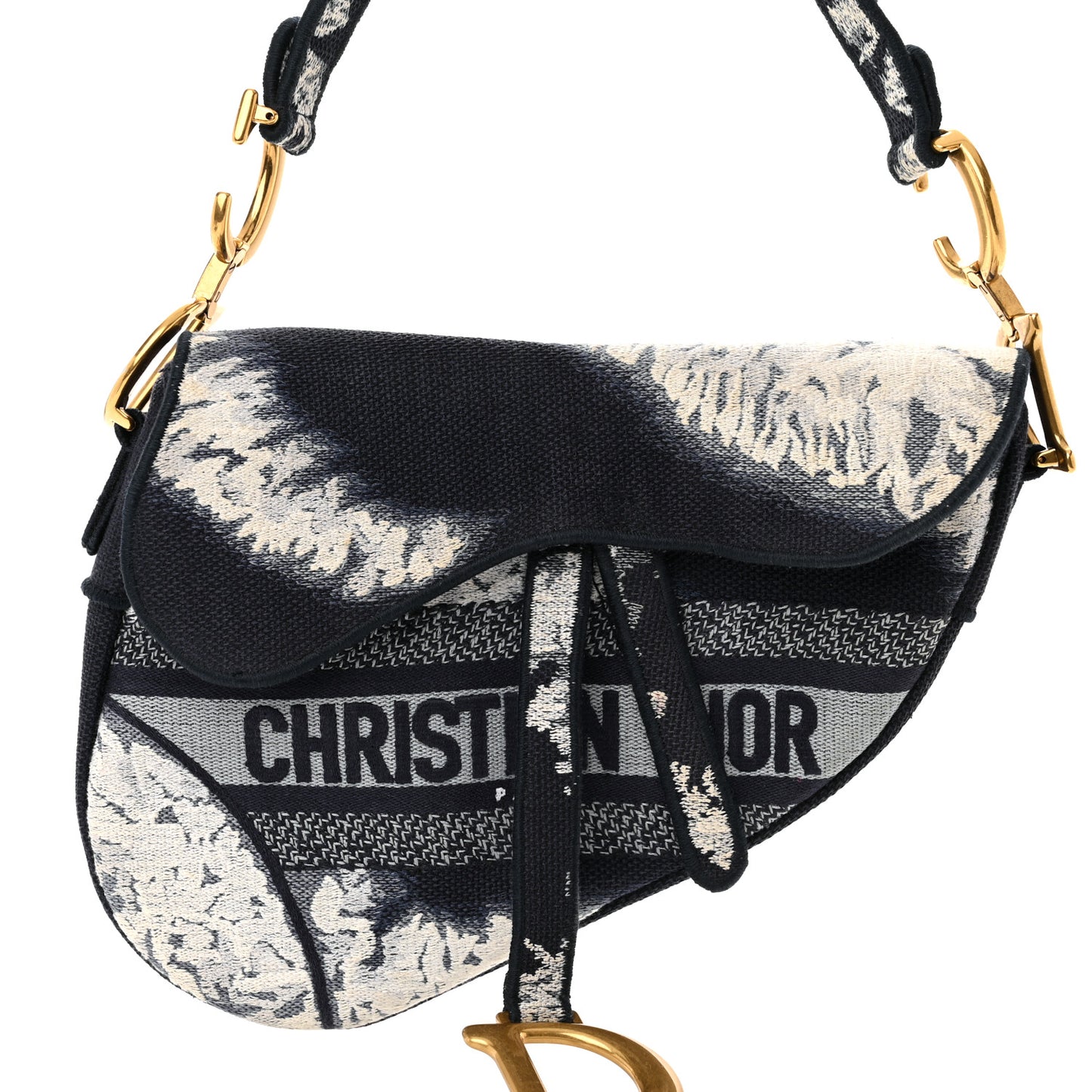 Canvas Embroidered Tie Dye Saddle Bag Blue Multicolor