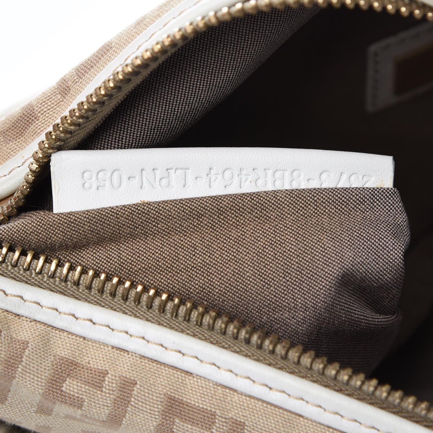 Fendi Zucchino Vitello Small Chef Pocket Shoulder Bag Beige White 7 of 13