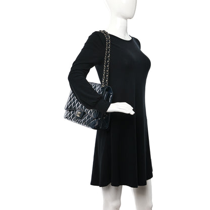 Chanel Patent Quilted Maxi Single Flap Navy Blue 2 of 9