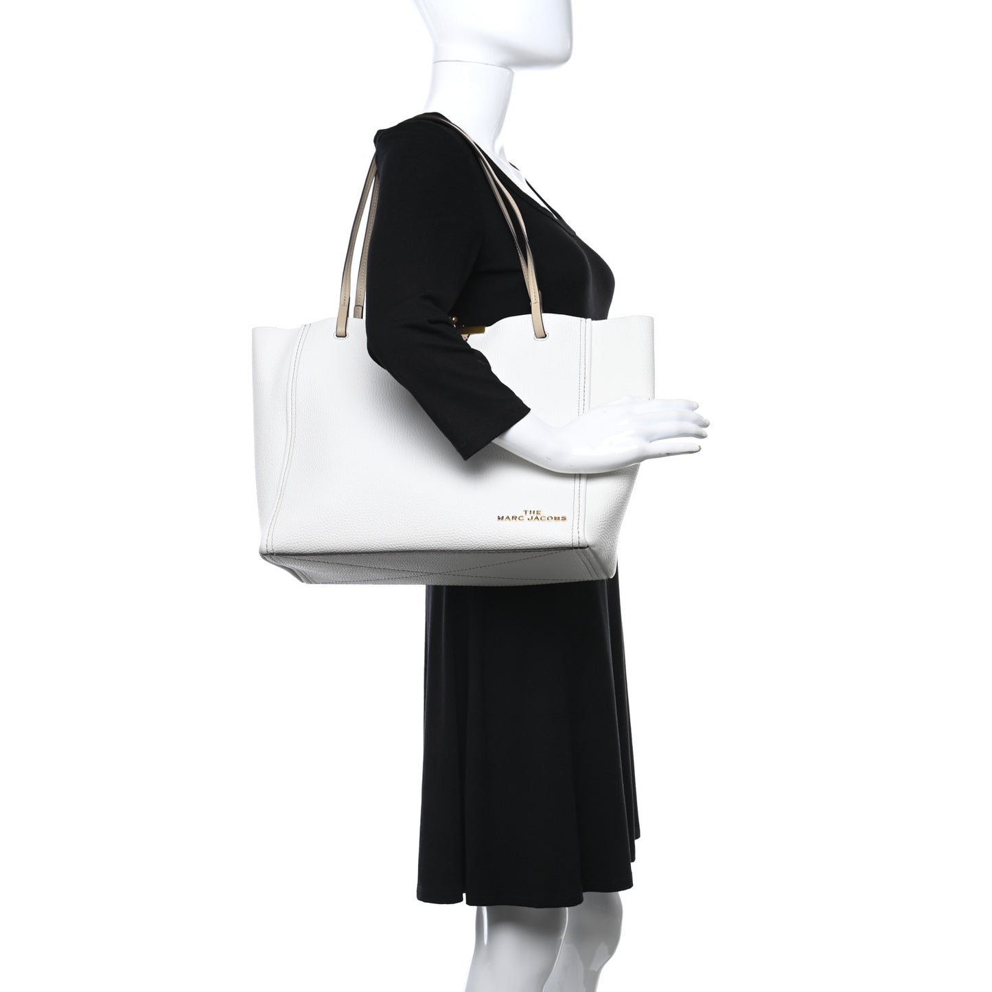 Calfskin Kiss Lock Color Block tote White Beige