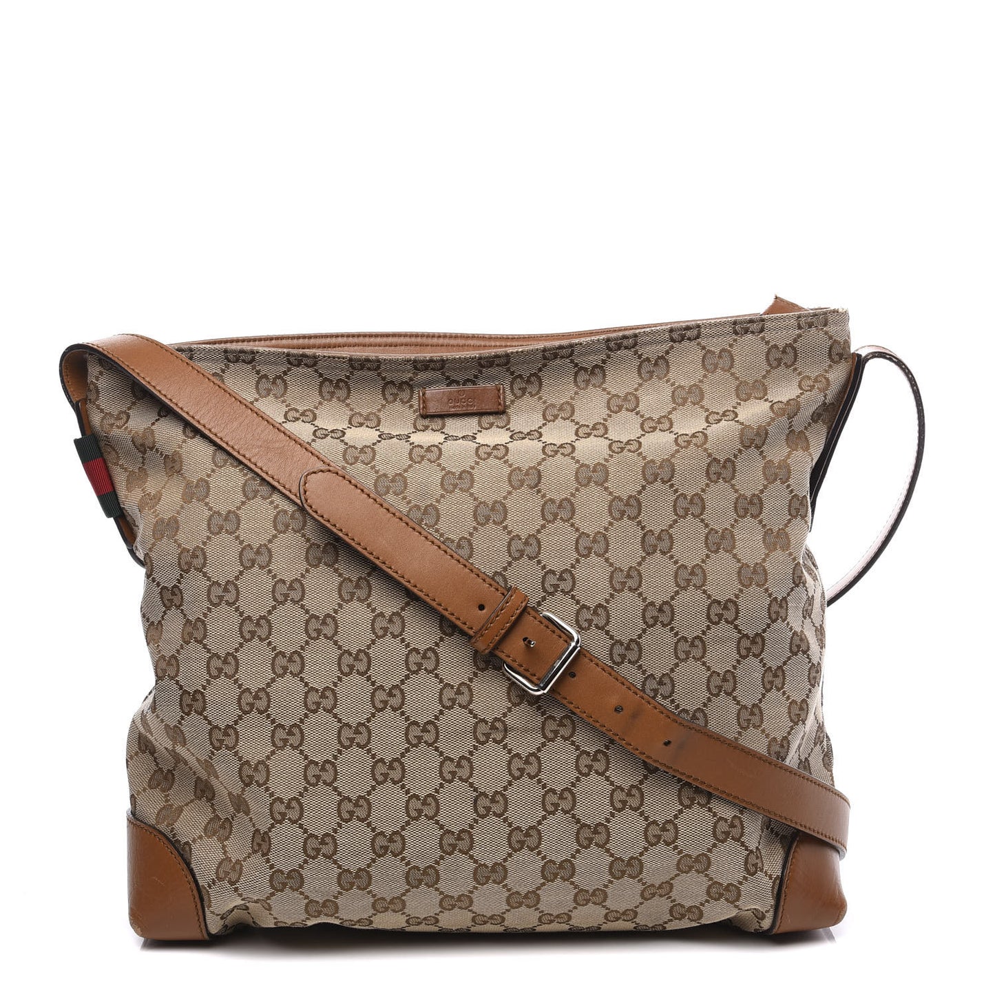 Monogram Large Flat Messenger Bag Brown