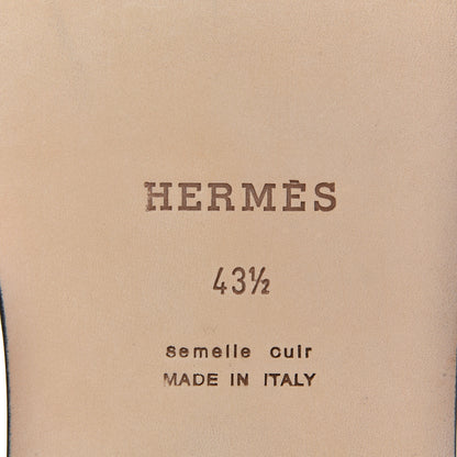 Hermes Calfskin Mens Izmir Sandals 43.5 Black Naturel 6 of 11