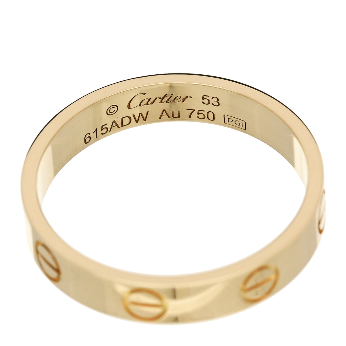 18K Yellow Gold 3.5mm LOVE Wedding Band Ring 53 6.5