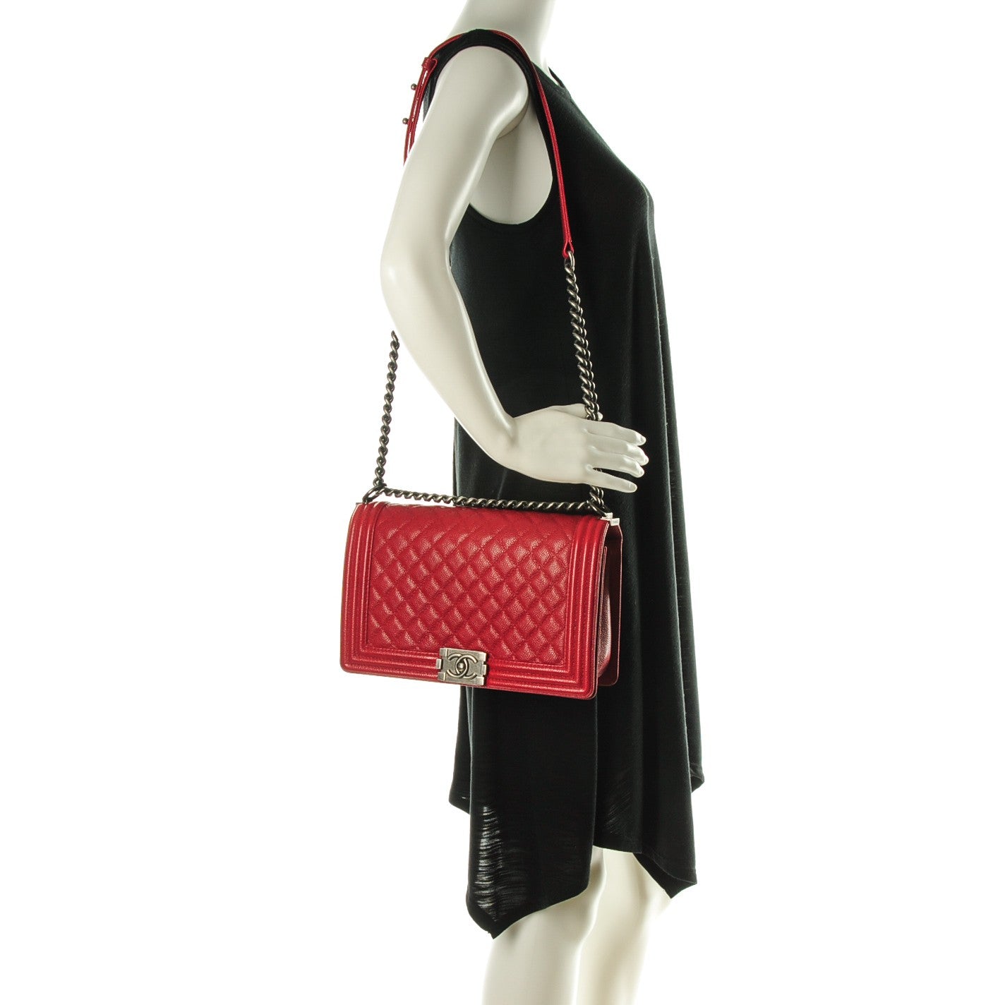 Chanel Caviar Quilted New Medium Boy Flap Dark Red 2 of 8