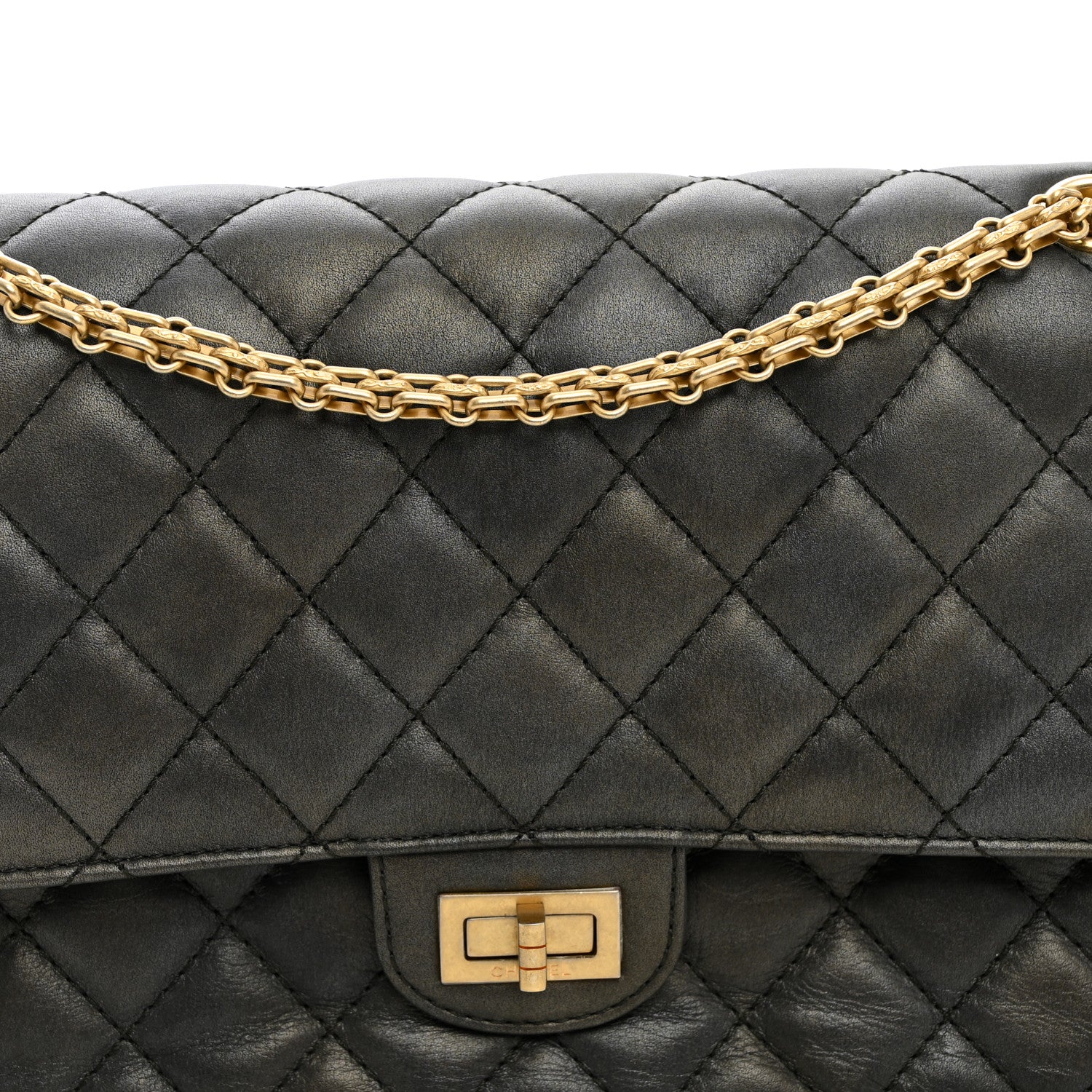 Chanel Metallic Calfskin Quilted 2.55 Reissue 226 Flap Charcoal 8 of 10