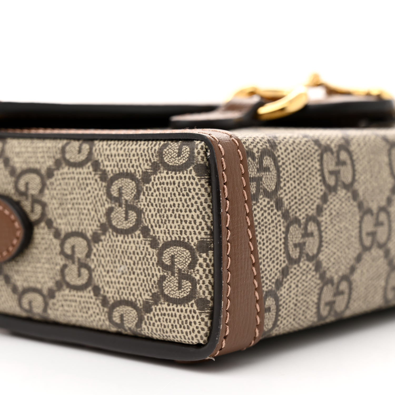Gucci GG Supreme Monogram Mini Horsebit 1955 Shoulder Bag Beige Brown Sugar 9 of 11