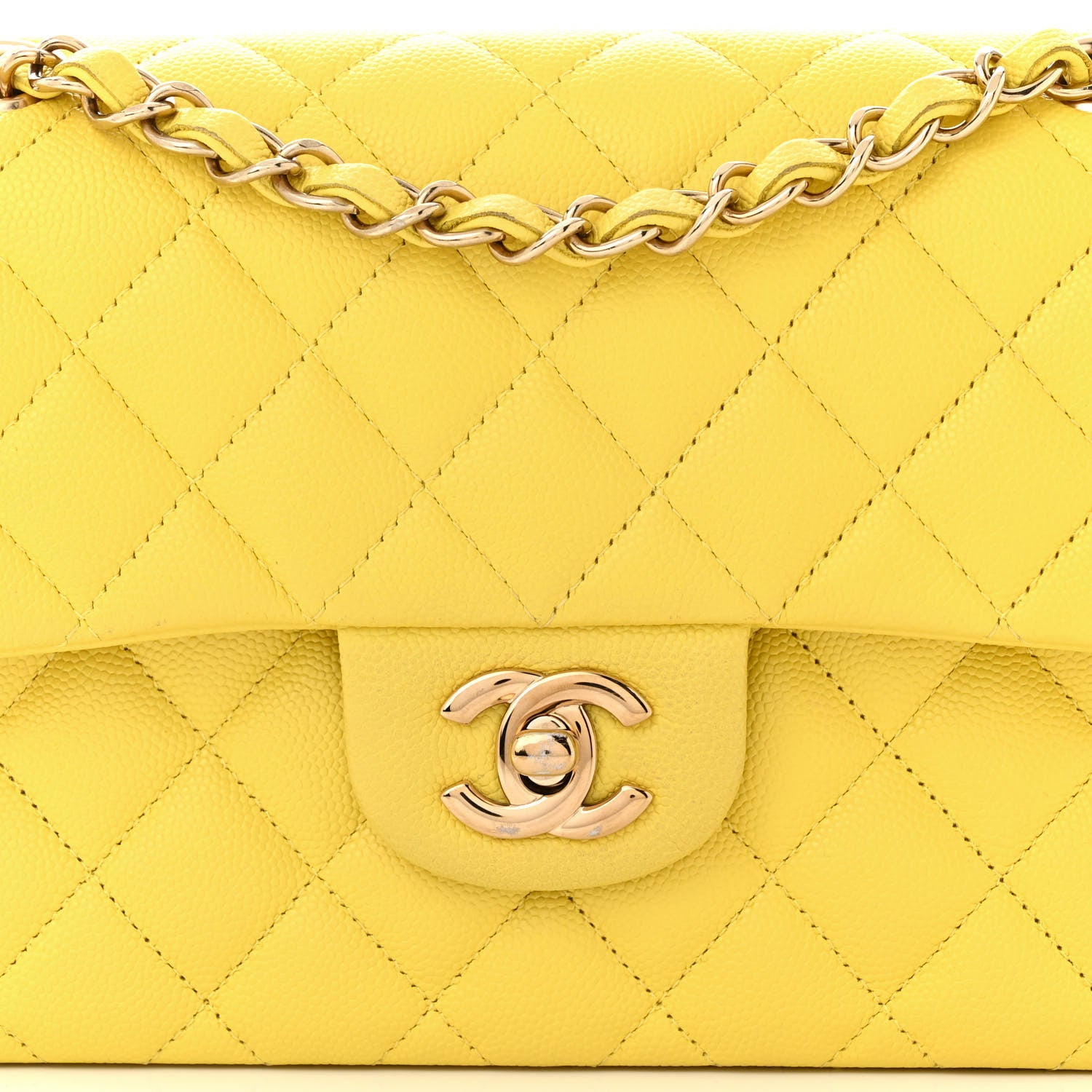Chanel Caviar Quilted Small Double Flap Yellow 8 of 11