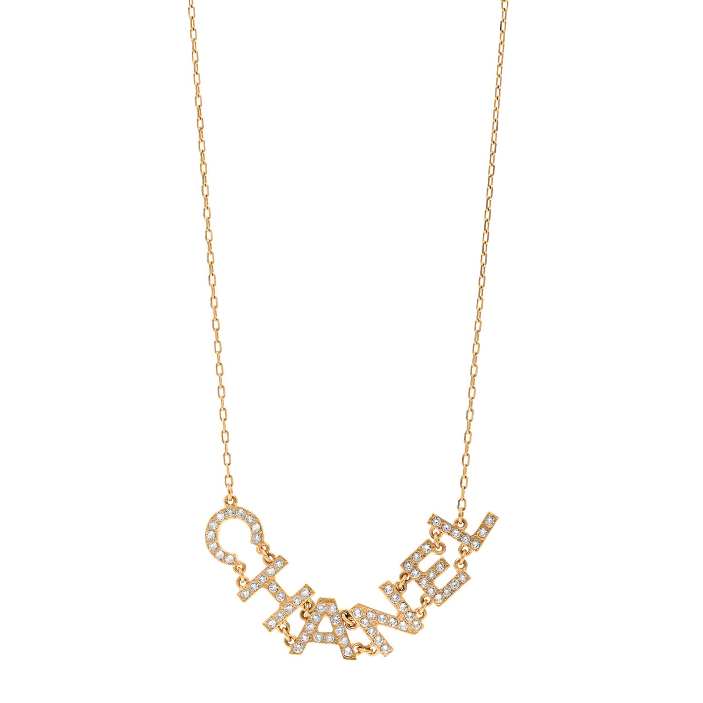 Metal Crystal 90's Icon Logo Necklace Gold