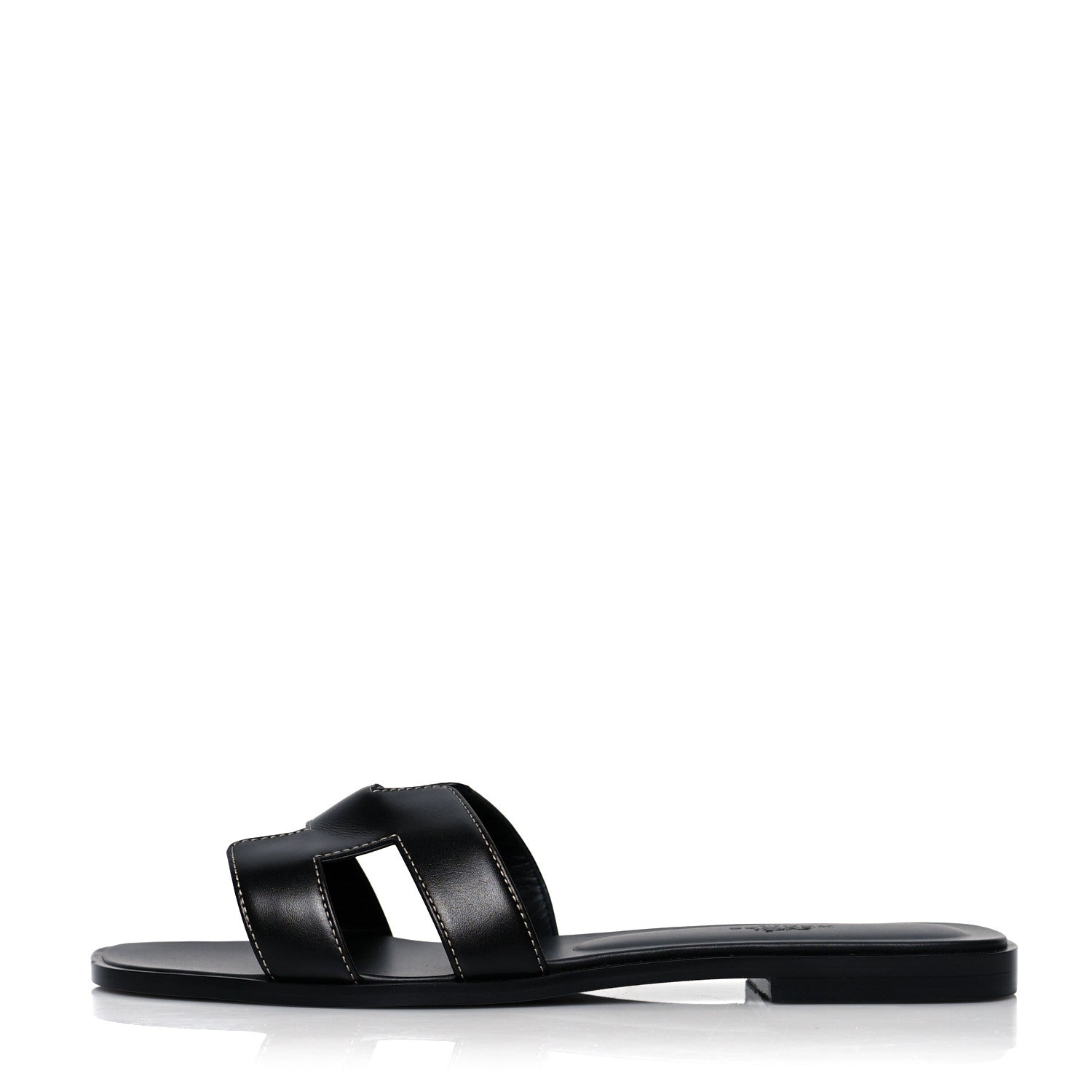 Hermes Box Calfskin Oran Sandals 40 Black 1 of 9
