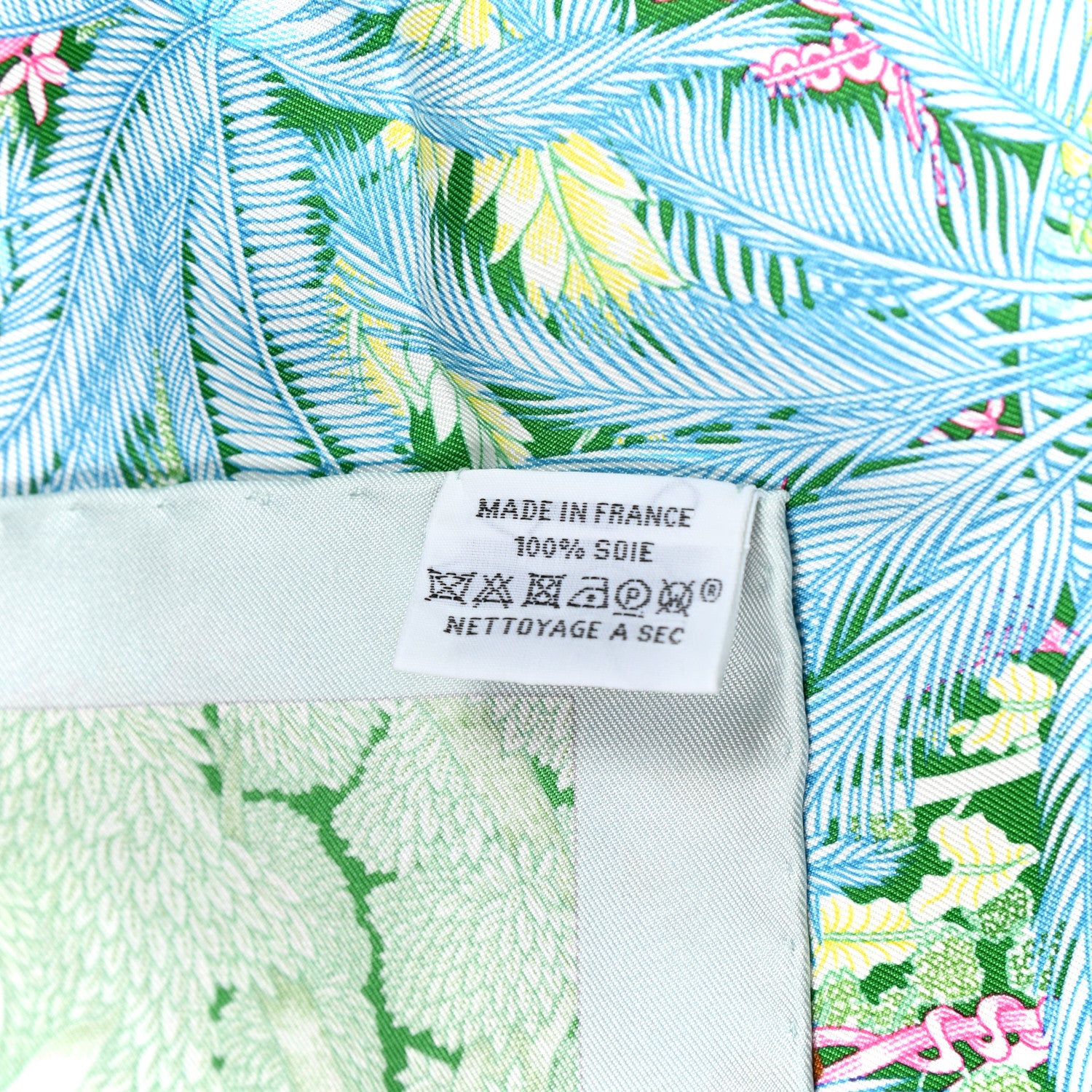 Hermes Silk Twill Faubourg Tropical Scarf 90 Bleu Vert Jaune 2 of 6