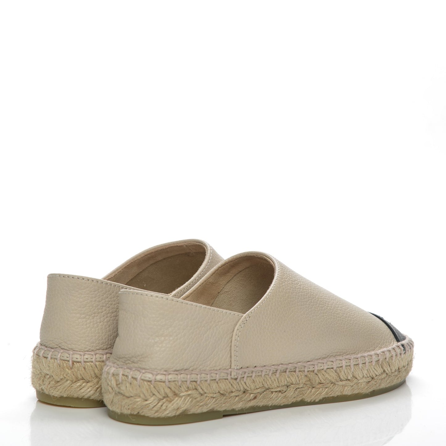Grained Calfskin CC Espadrilles 35 Beige Black