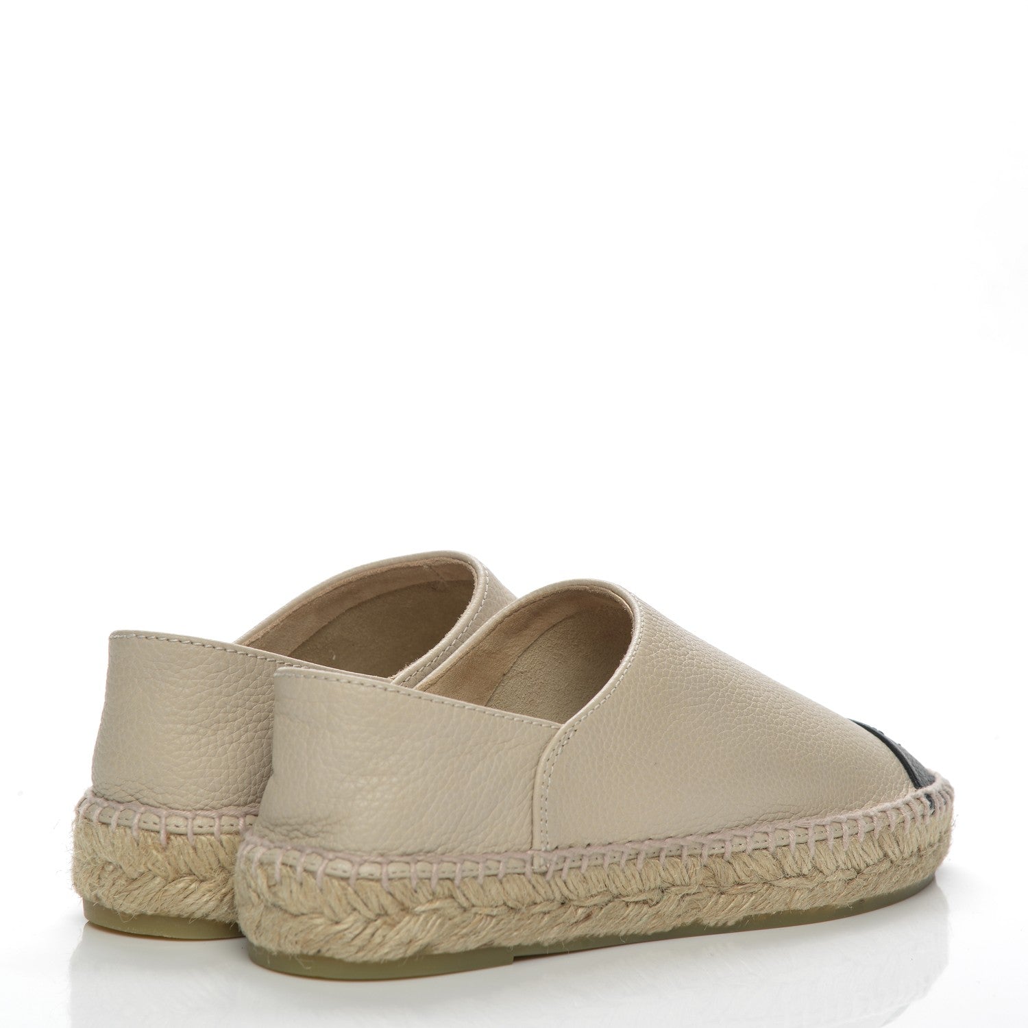 Chanel Grained Calfskin CC Espadrilles 35 Beige Black 4 of 8