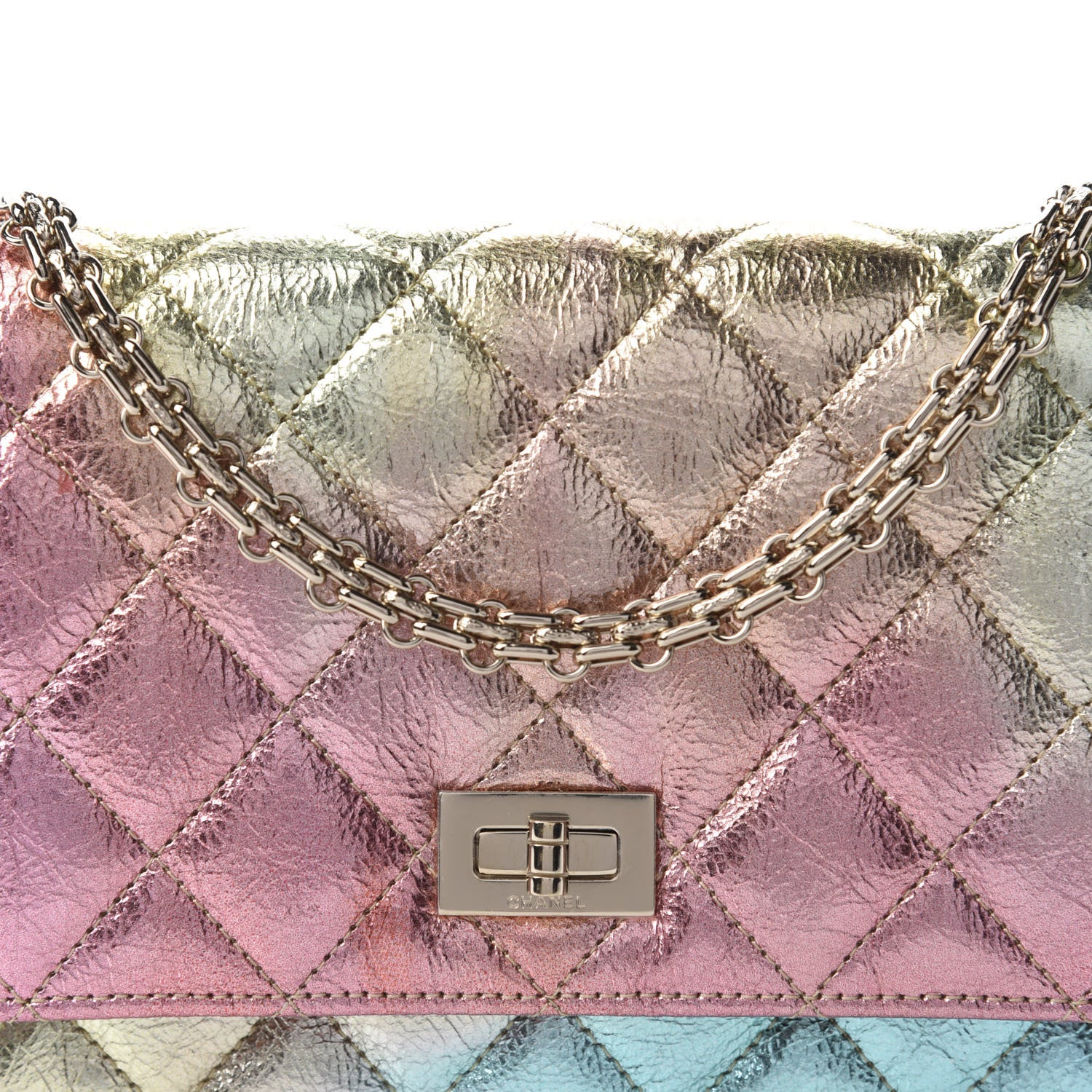 Chanel Metallic Goatskin Quilted 2.55 Reissue Wallet on Chain WOC Multicolor 11 of 12
