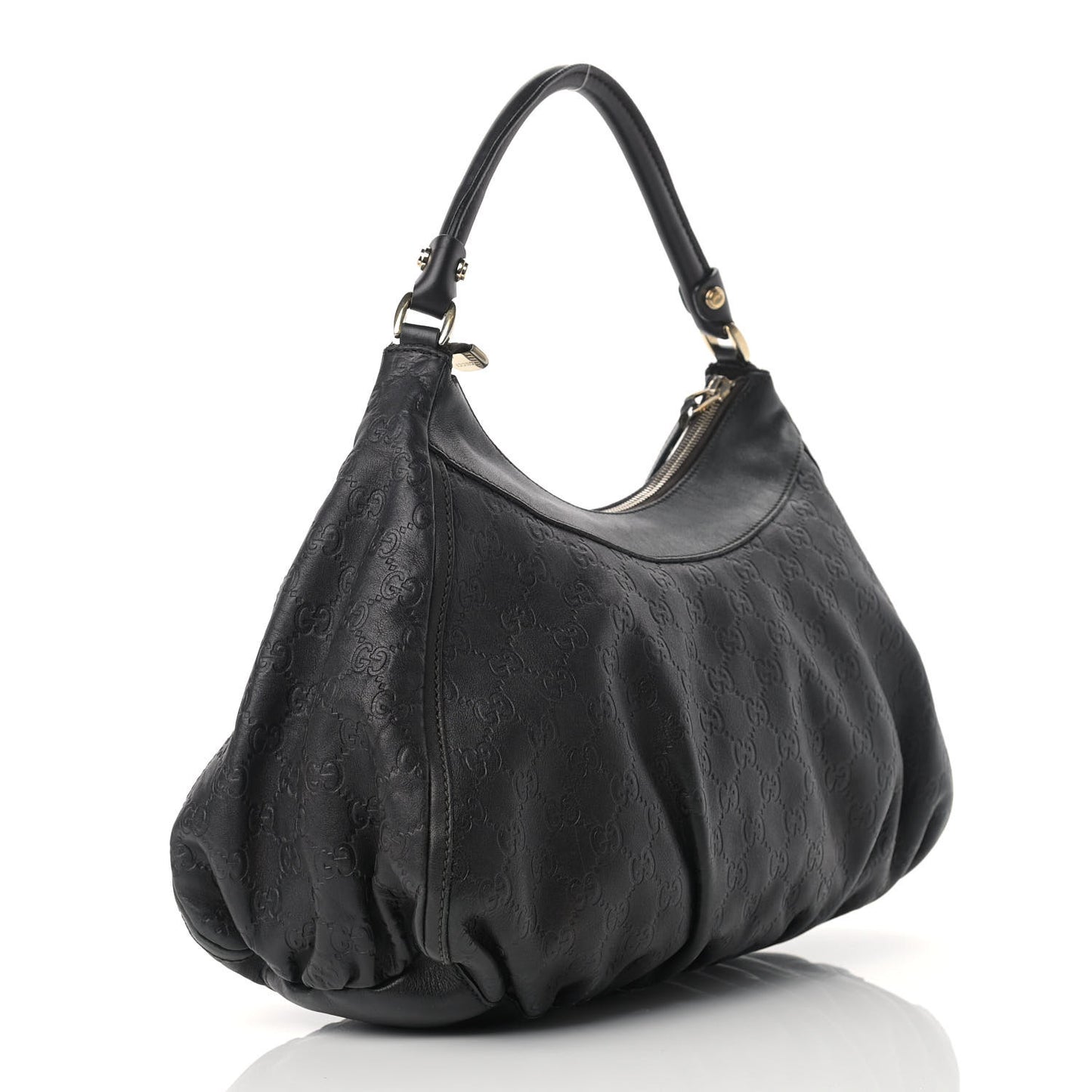 Guccissima Large D Gold Ring Hobo Black