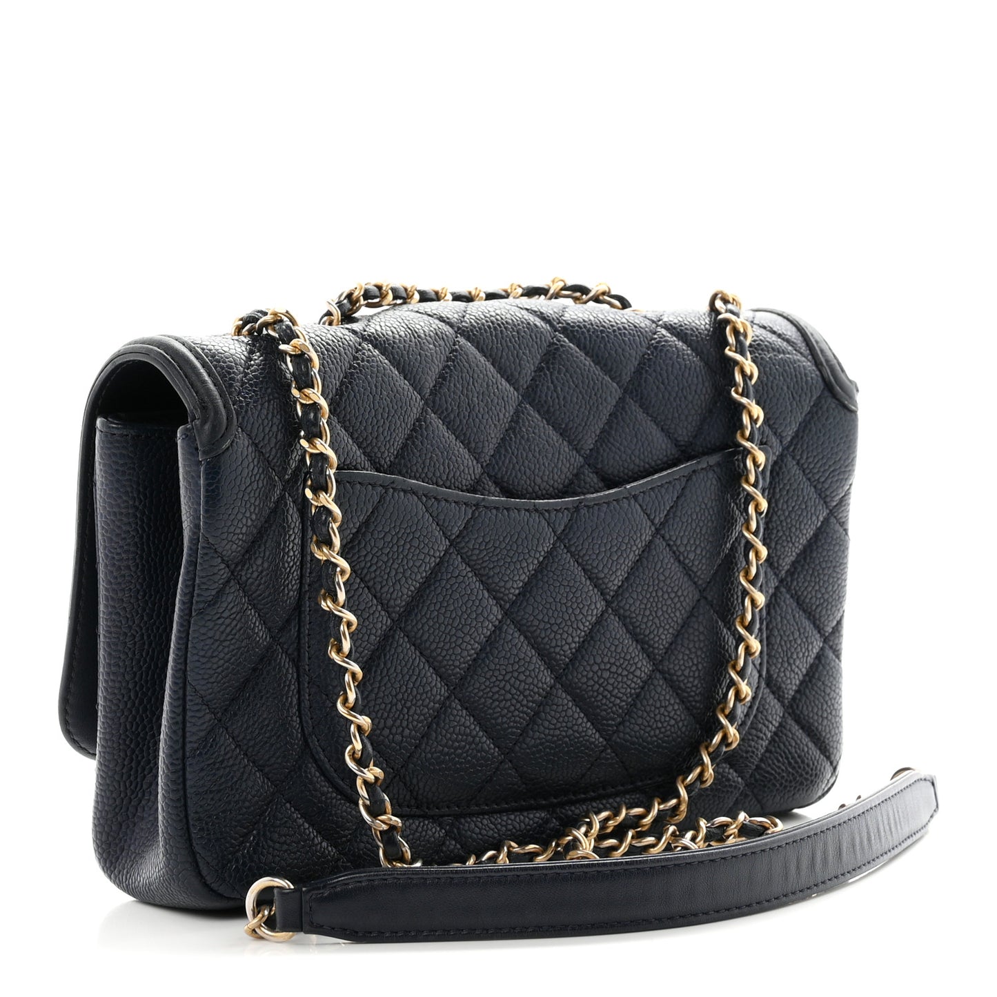Caviar Quilted Small CC Filigree Flap Navy Black