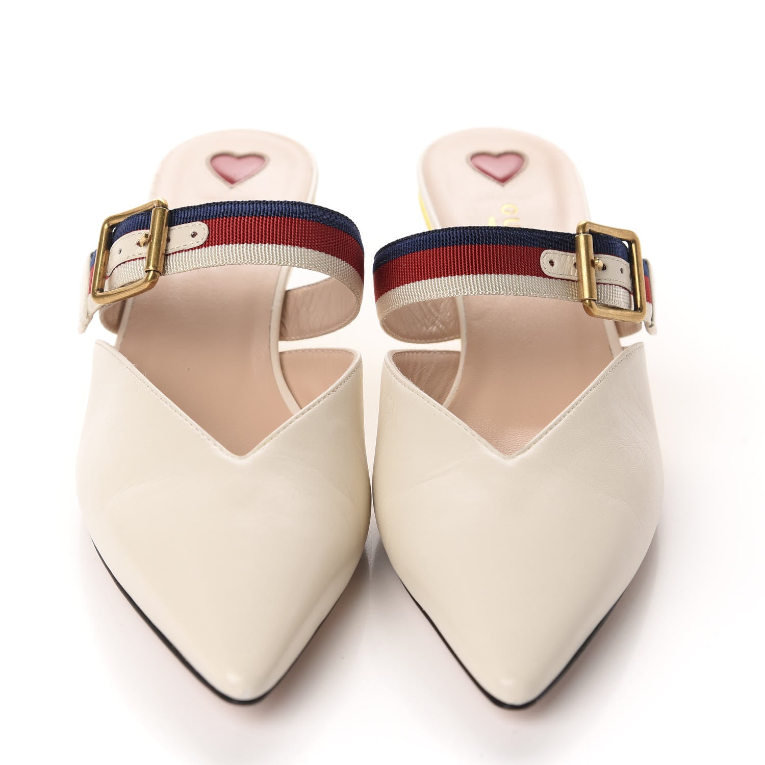 Gucci Malaga Kid Sylvie Web Bamboo Low Heel Mules 39 White 2 of 10