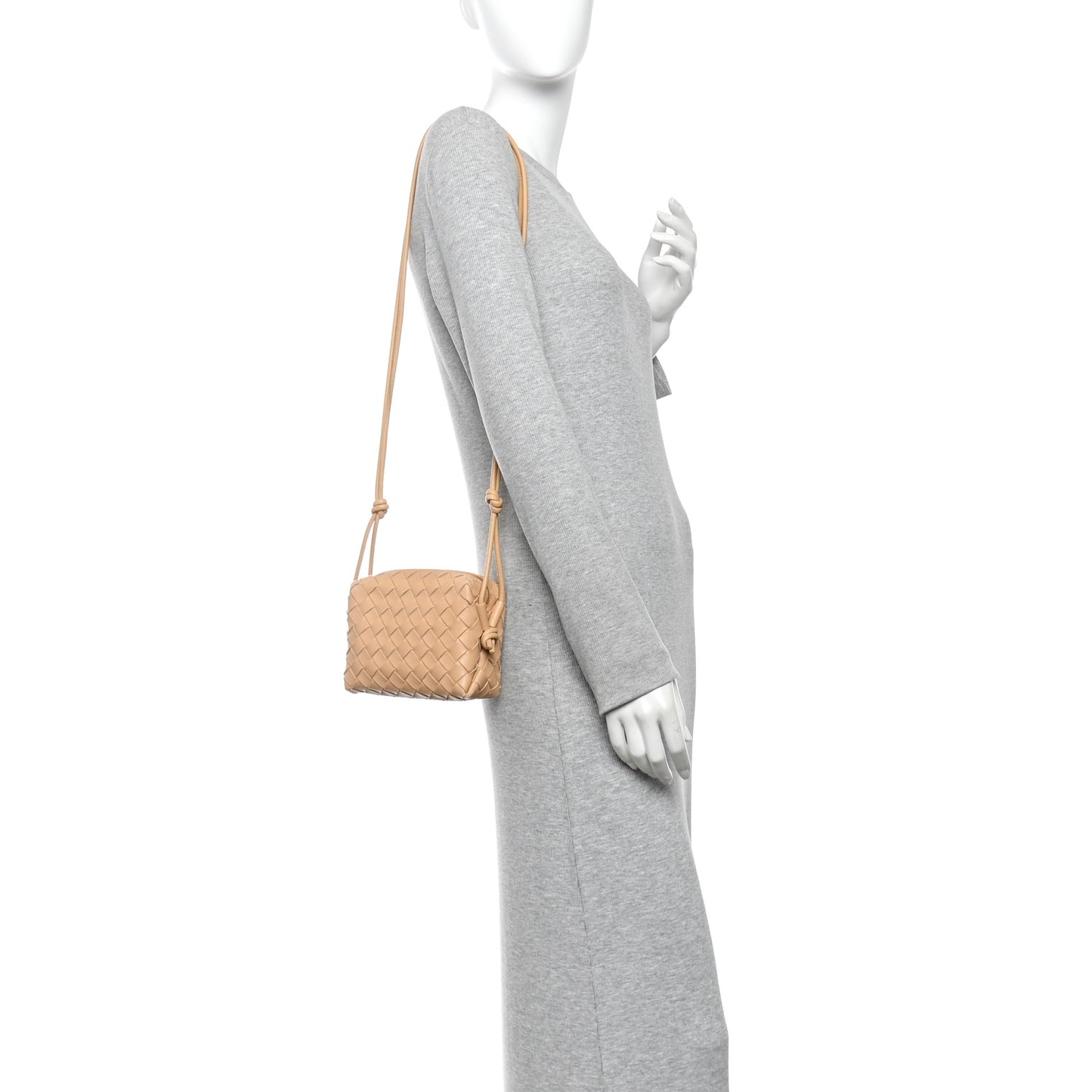 Nappa Intrecciato Mini Loop Camera Bag Almond