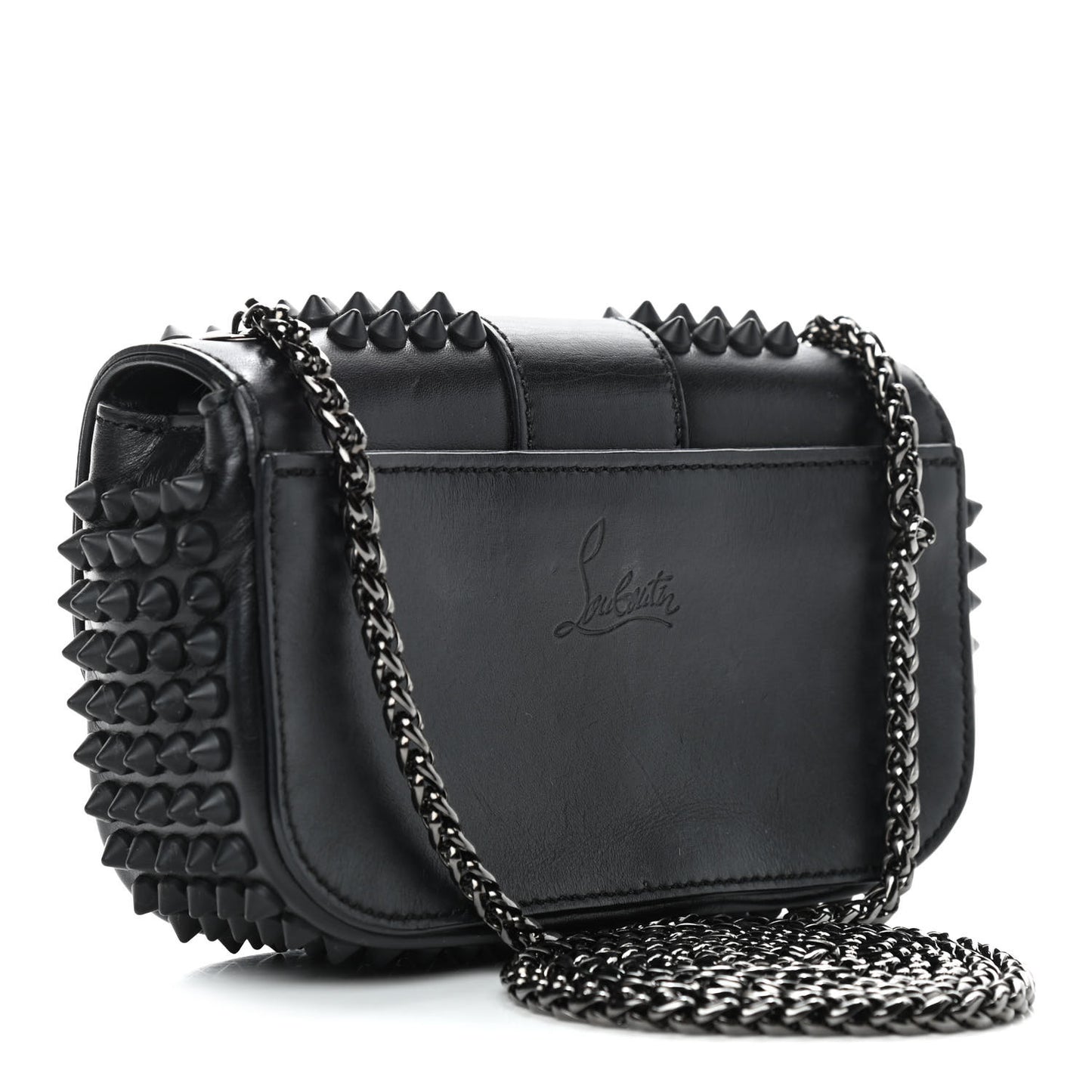 Calfskin Spikes Sweety Charity Crossbody Bag Black