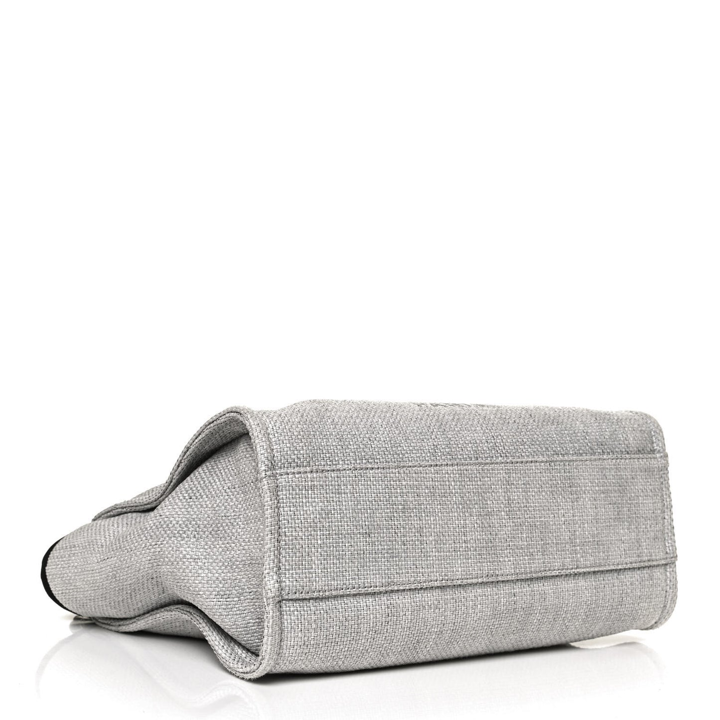 Woven Straw Raffia Small Deauville Tote Grey