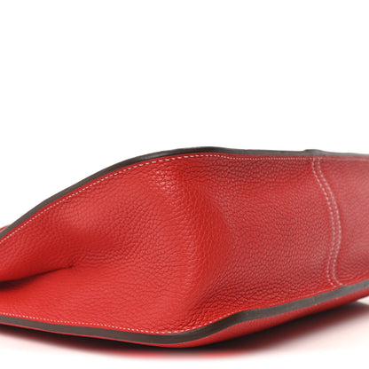 Hermes Taurillon Clemence Halzan 31 GM Rouge Casaque Vermillion 9 of 10