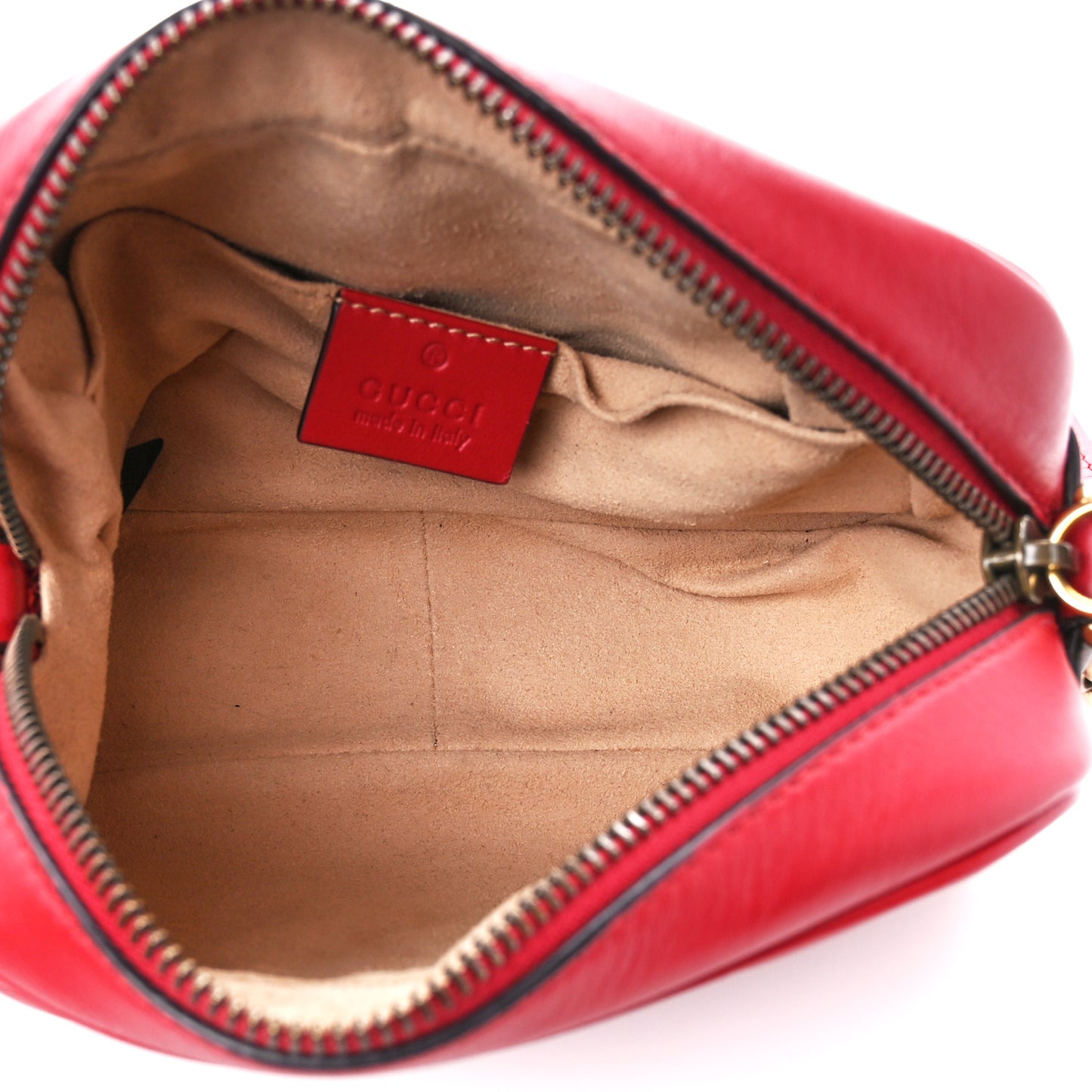 Calfskin Matelasse Mini GG Marmont Chain Shoulder Bag Hibiscus Red