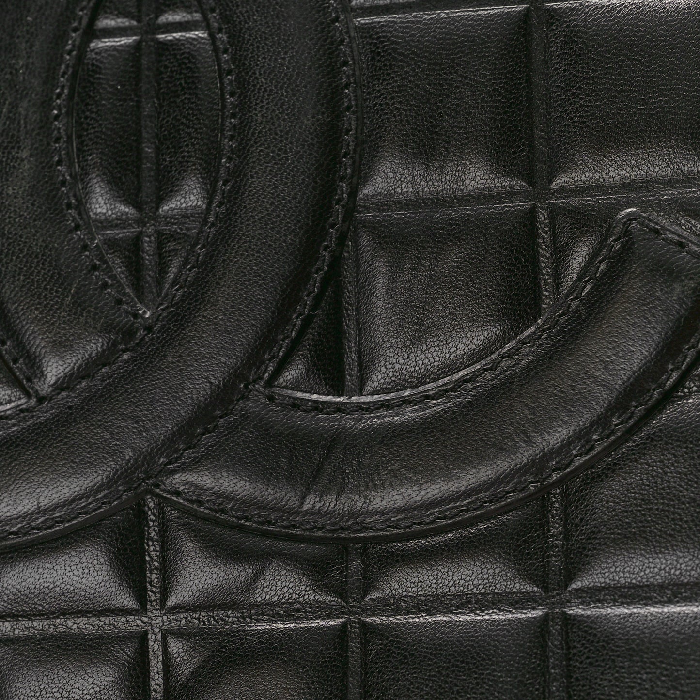 Lambskin Quilted Chocolate Bar Large Tote Black