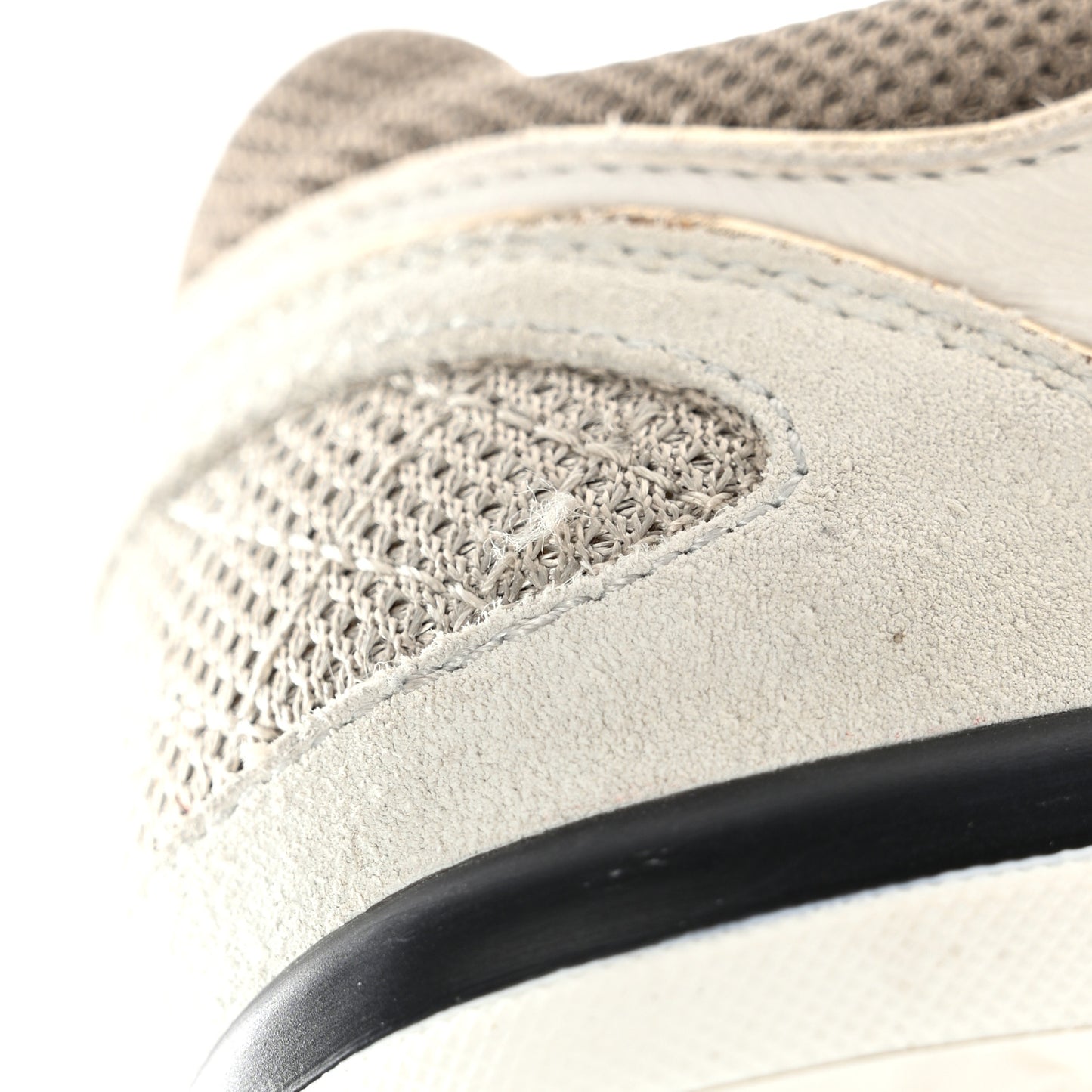 Mesh Suede Calfskin Womens CC Sneakers 36.5 White Black Beige Gold